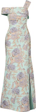 Adrianna Papell Metallic Floral Jacquard Mermaid Gown
