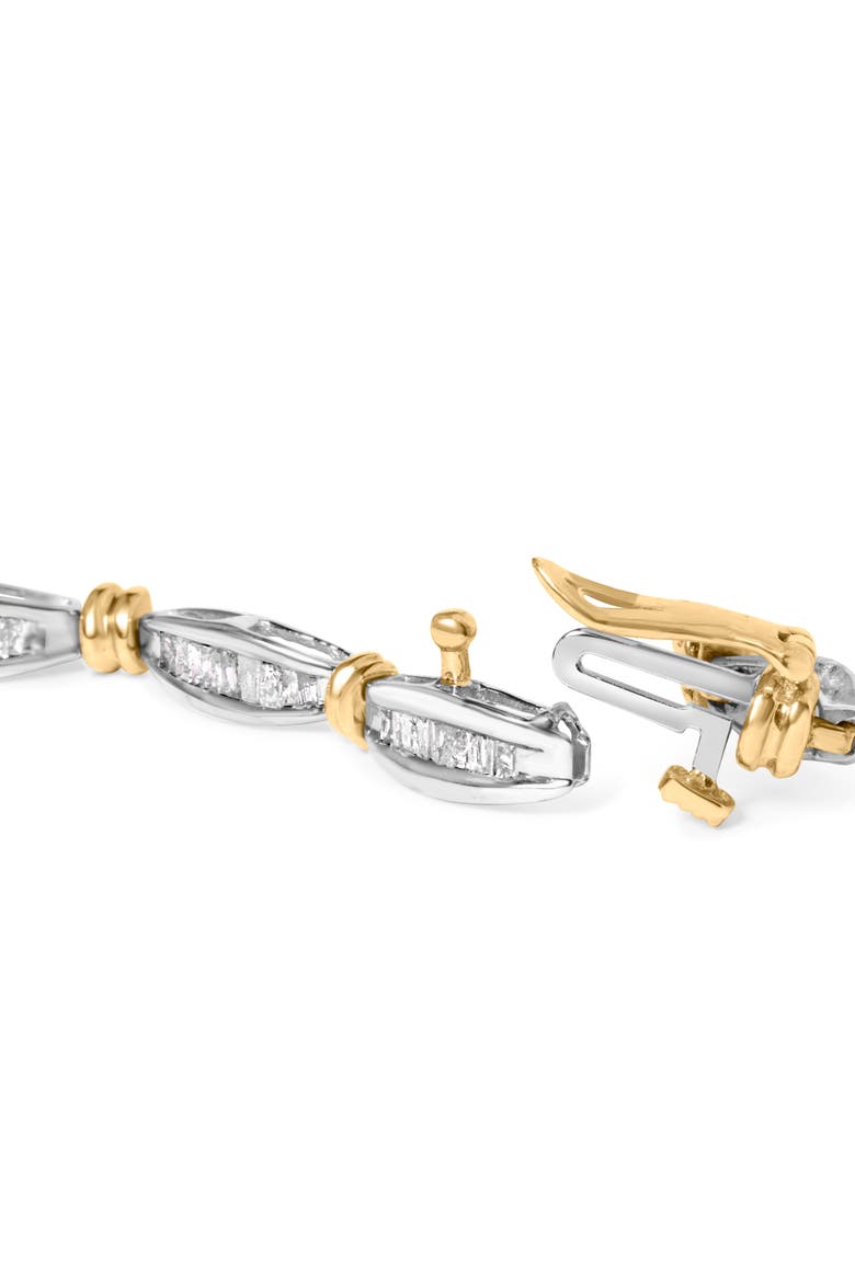 10K Two-Tone Gold 2.0 Cttw Baguette Diamond Channel Link Bracelet, Alternate, color, Yellow Gold