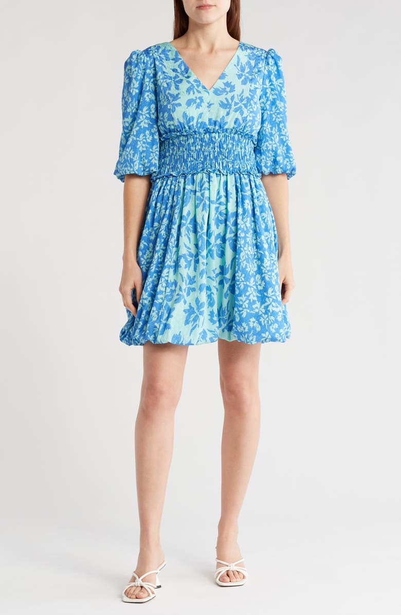 Taylor Dresses Burnout Bodice Jacquard Fit & Flare Dress, Main, color,