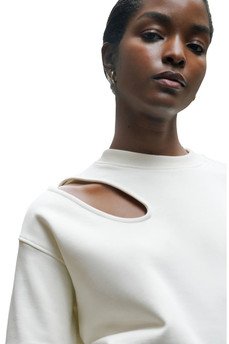 Bartlett Cutout Cotton Sweatshirt, Alternate, color, OFF WHITE