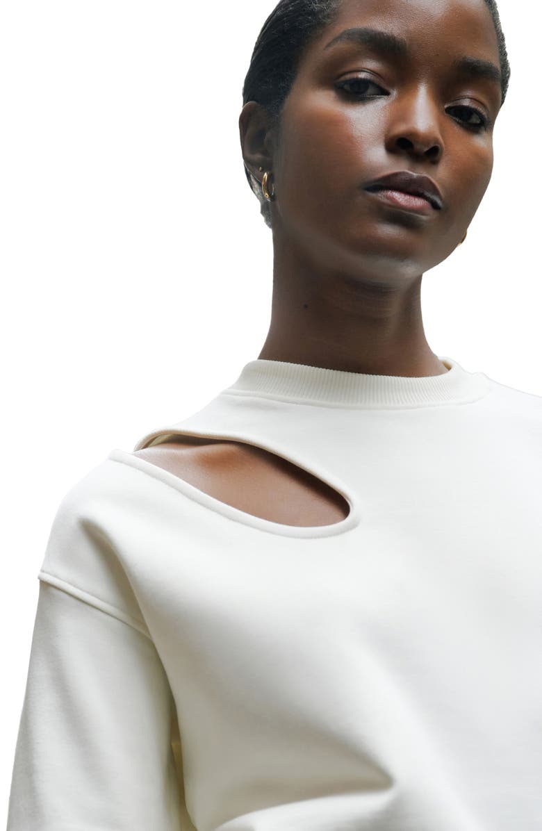 Marcella Bartlett Cutout Cotton Sweatshirt, Alternate, color, Off White
