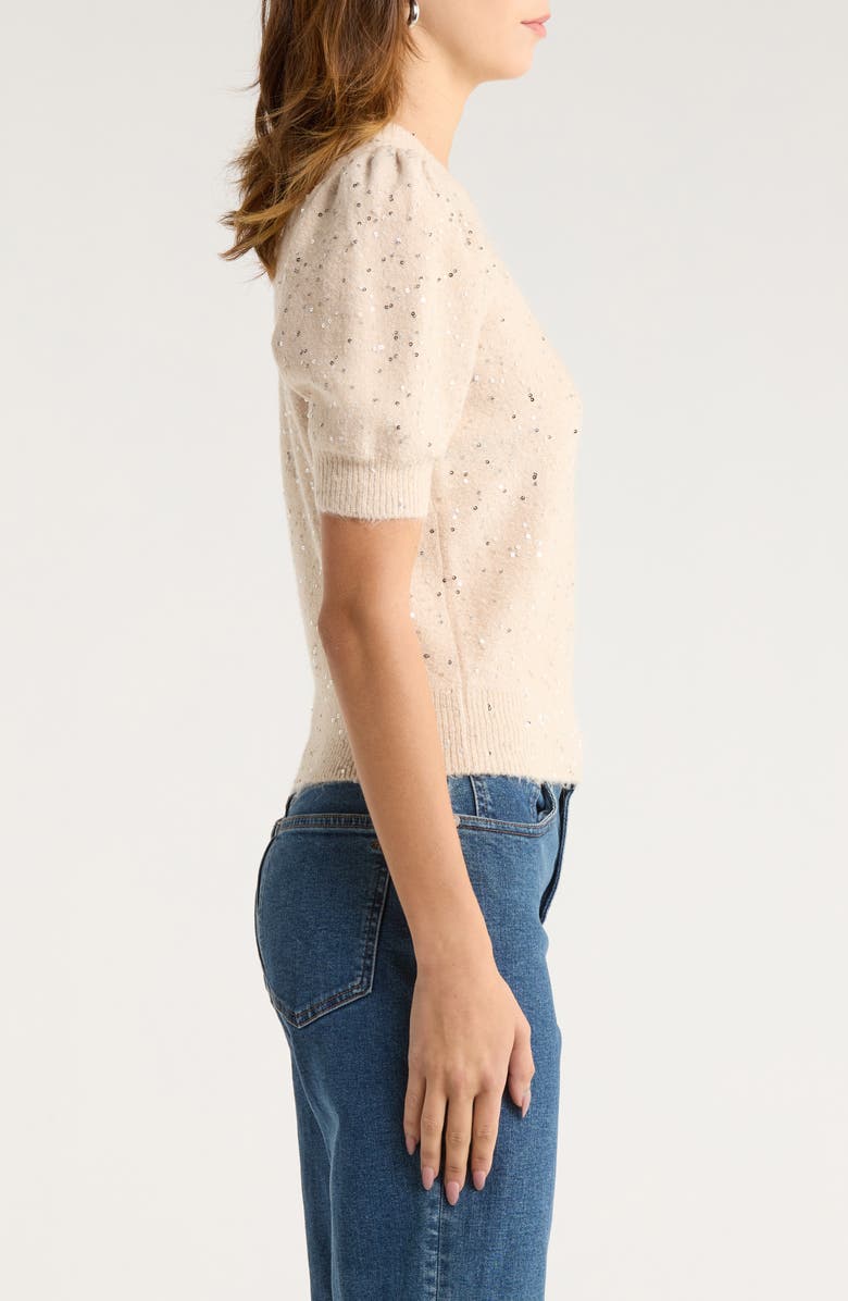 PAIGE Gladiolus Sequin Embellished Crewneck Sweater, Alternate, color, Soft Pink