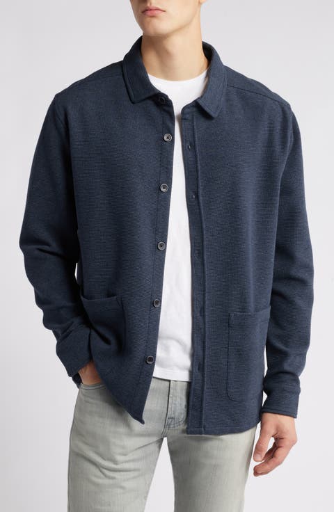 Dugald Mélange Knit Button-Up Overshirt