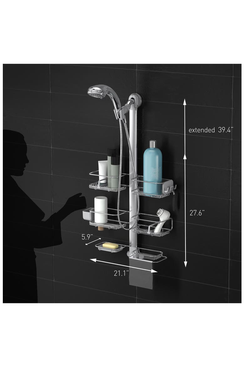 adjustable caddy, stainless steel + anodized aluminum, Alternate, color, BRUSHED