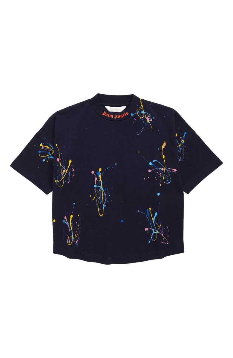 Palm Angels Kids' Paint Splatter Logo Graphic Tee, Main, color, 