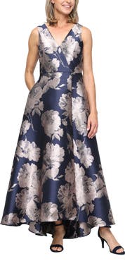 SL FASHIONS Floral Sleeveless Jacquard Gown