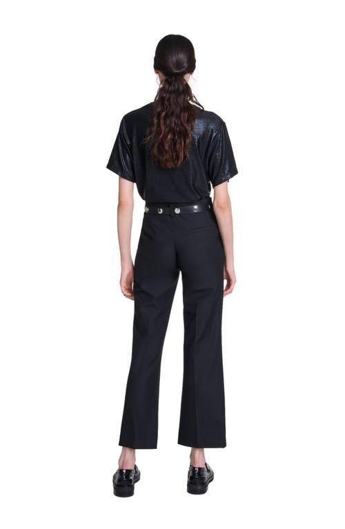 Maje Lamé T-shirt In Black/glitter