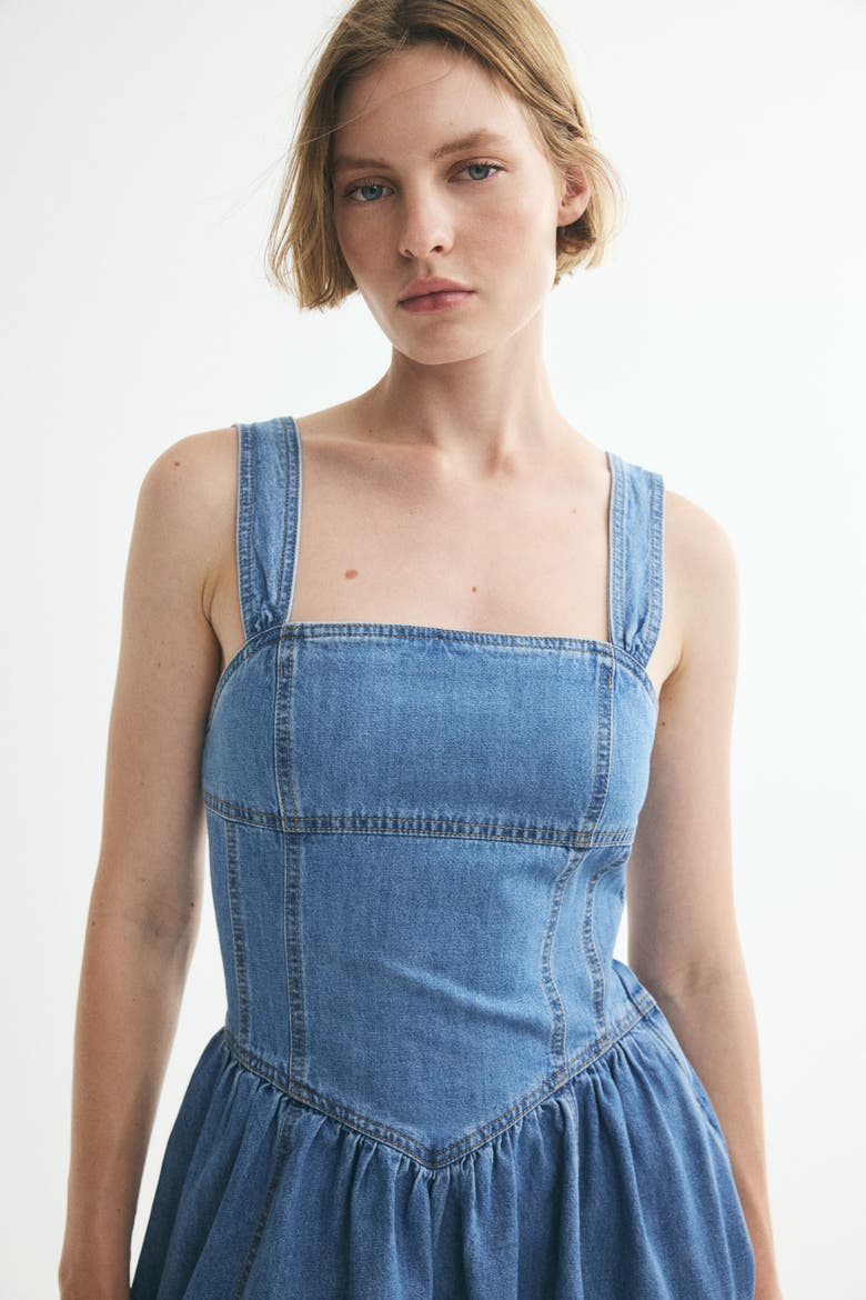 Dress With Flared Skirt, Alternate, color, Denim blue