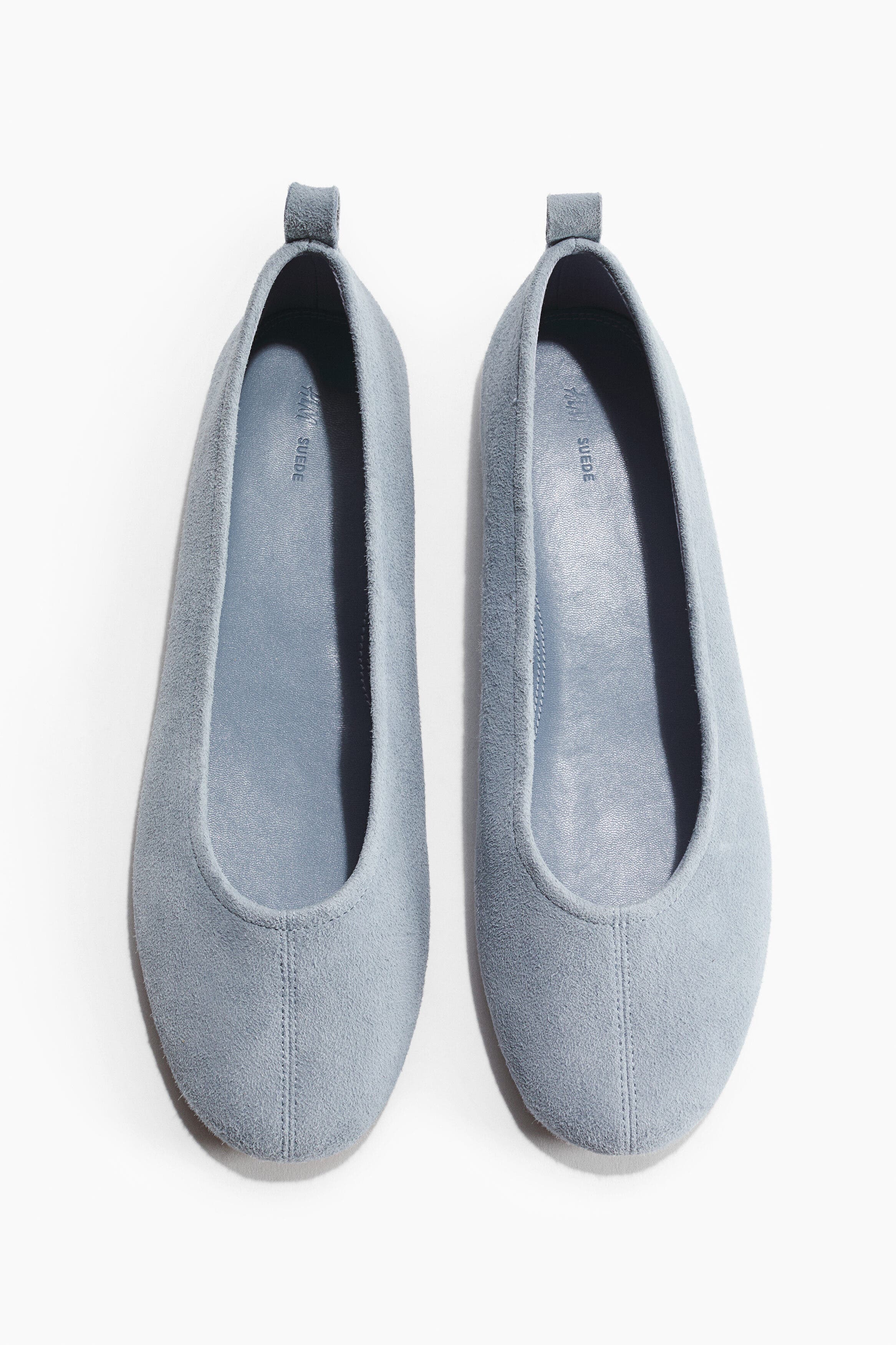 H&M Suede Ballet Flats, Main, color, Light Dusty Blue