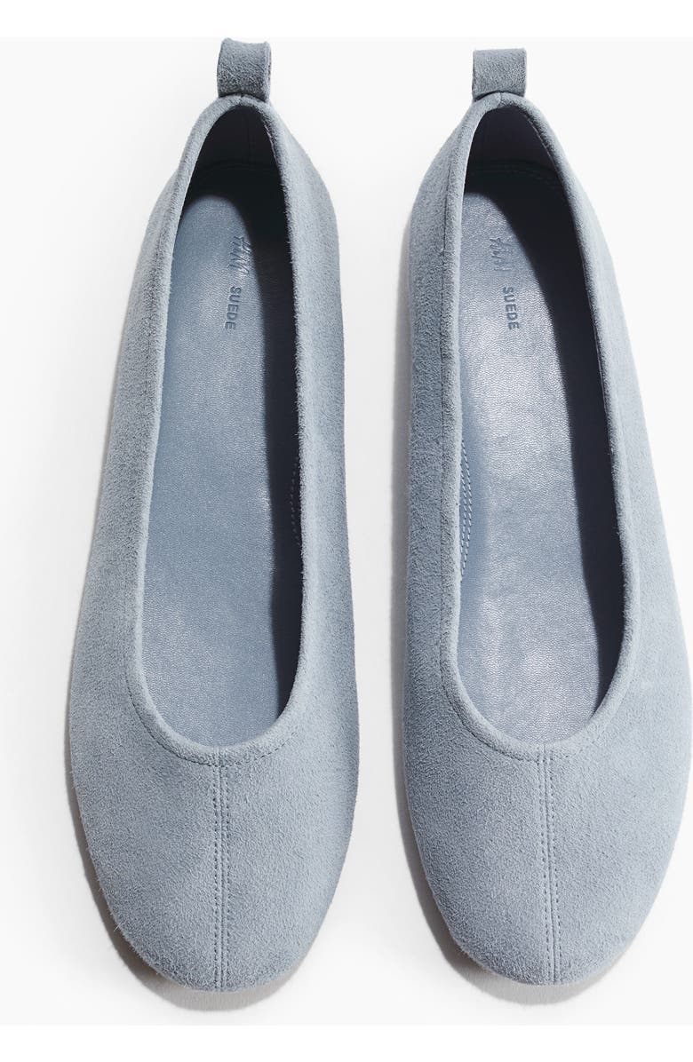 H&M Suede Ballet Flats, Main, color, Light Dusty Blue