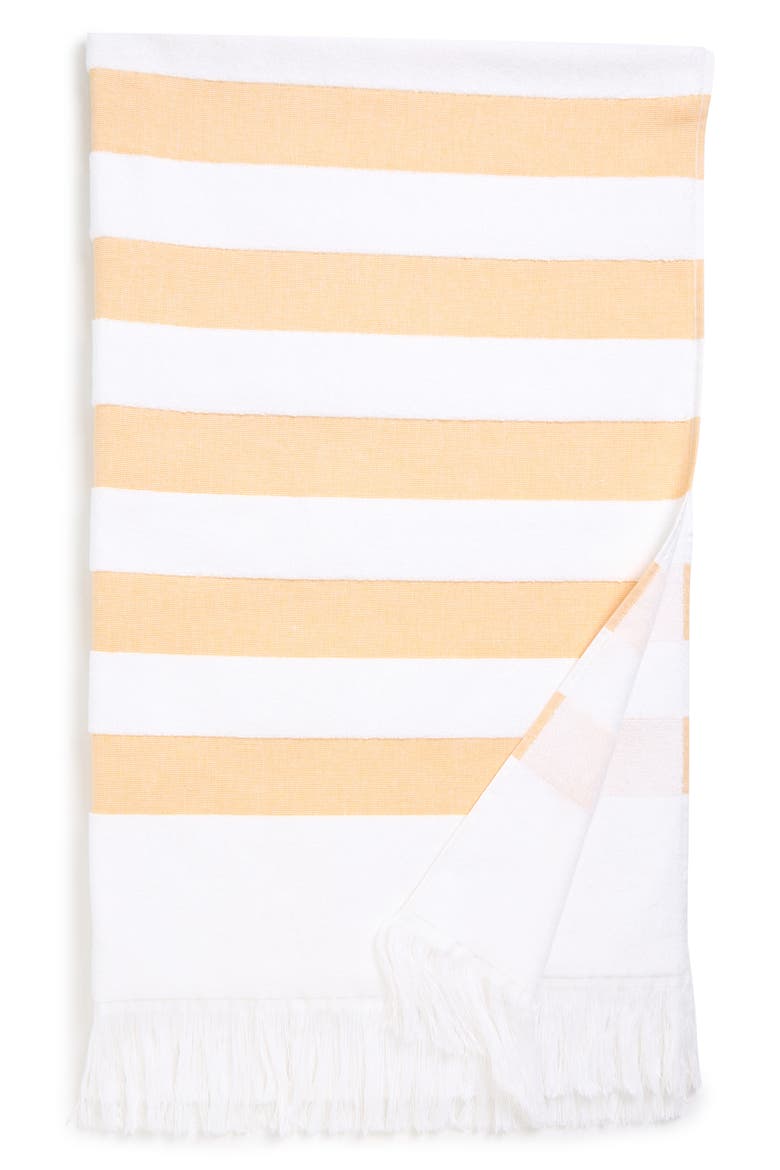 Sardinia Beach Stripe Cotton Beach Towel, Main, color, YELLOW