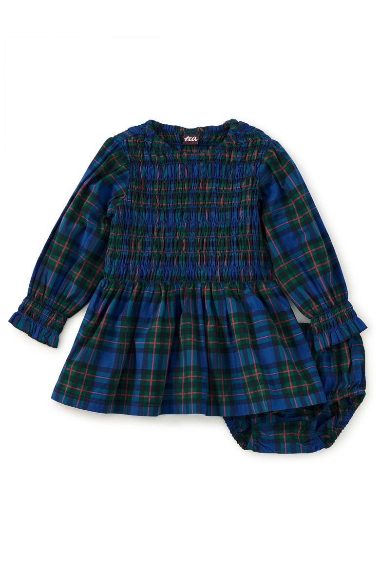 Smocked Woven Blouson Sleeve, Alternate, color, Busan Holiday Plaid