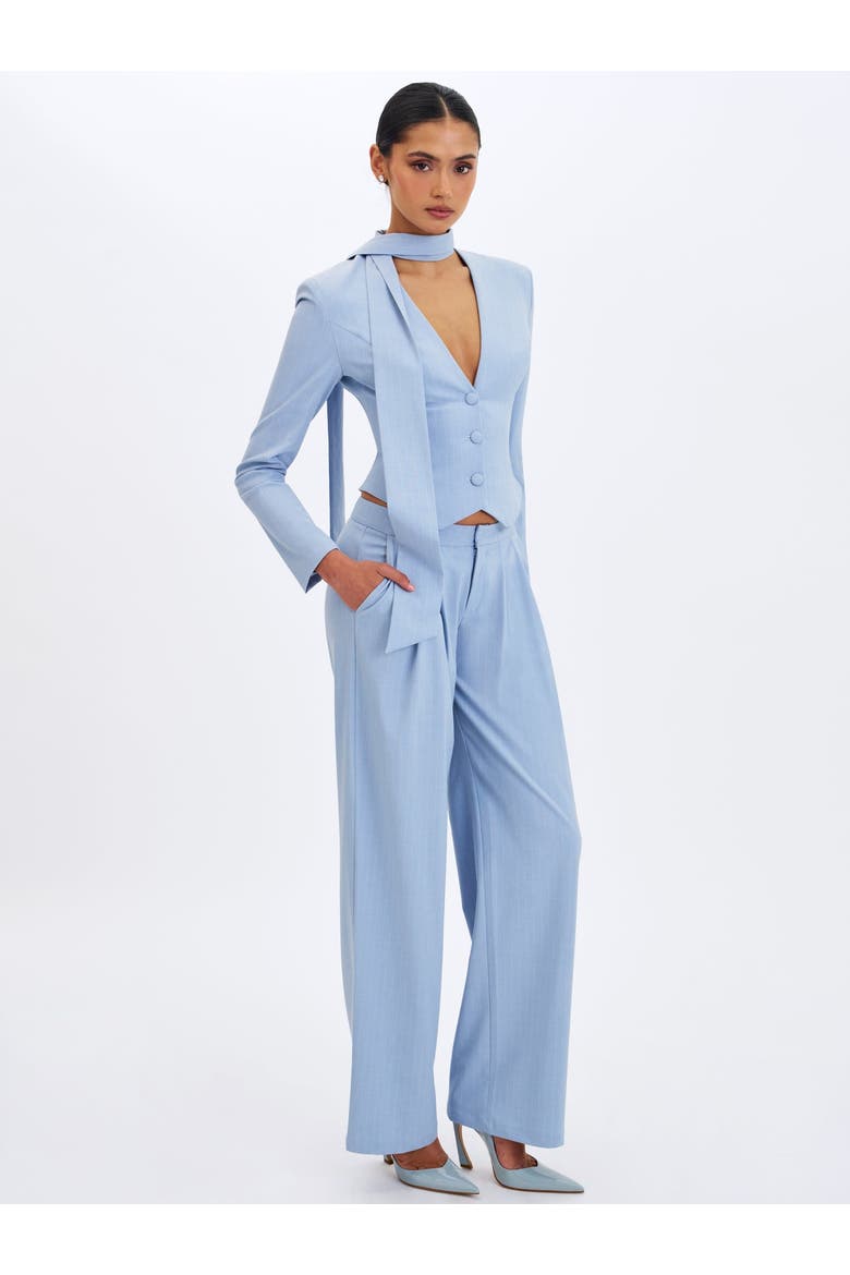 Reva Pinstripe Single Pleat Pants, Alternate, color, Sky Blue