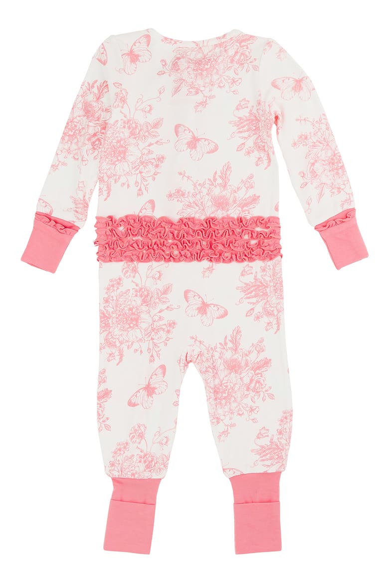 Butterfly Print Ruffle Convertible Romper, Alternate, color, WHITE/PINK