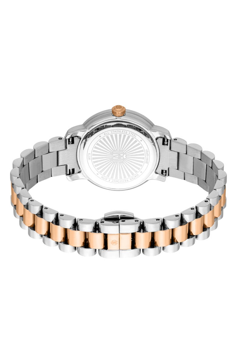 Roberto Cavalli Two-Tone Crystal Bracelet Watch, 30mm, Alternate, color, Two Tone Silver And Rose Gold