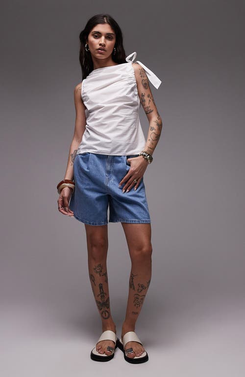 Shop Topshop Tie Shoulder Sleeveless Cotton Top In Ivory