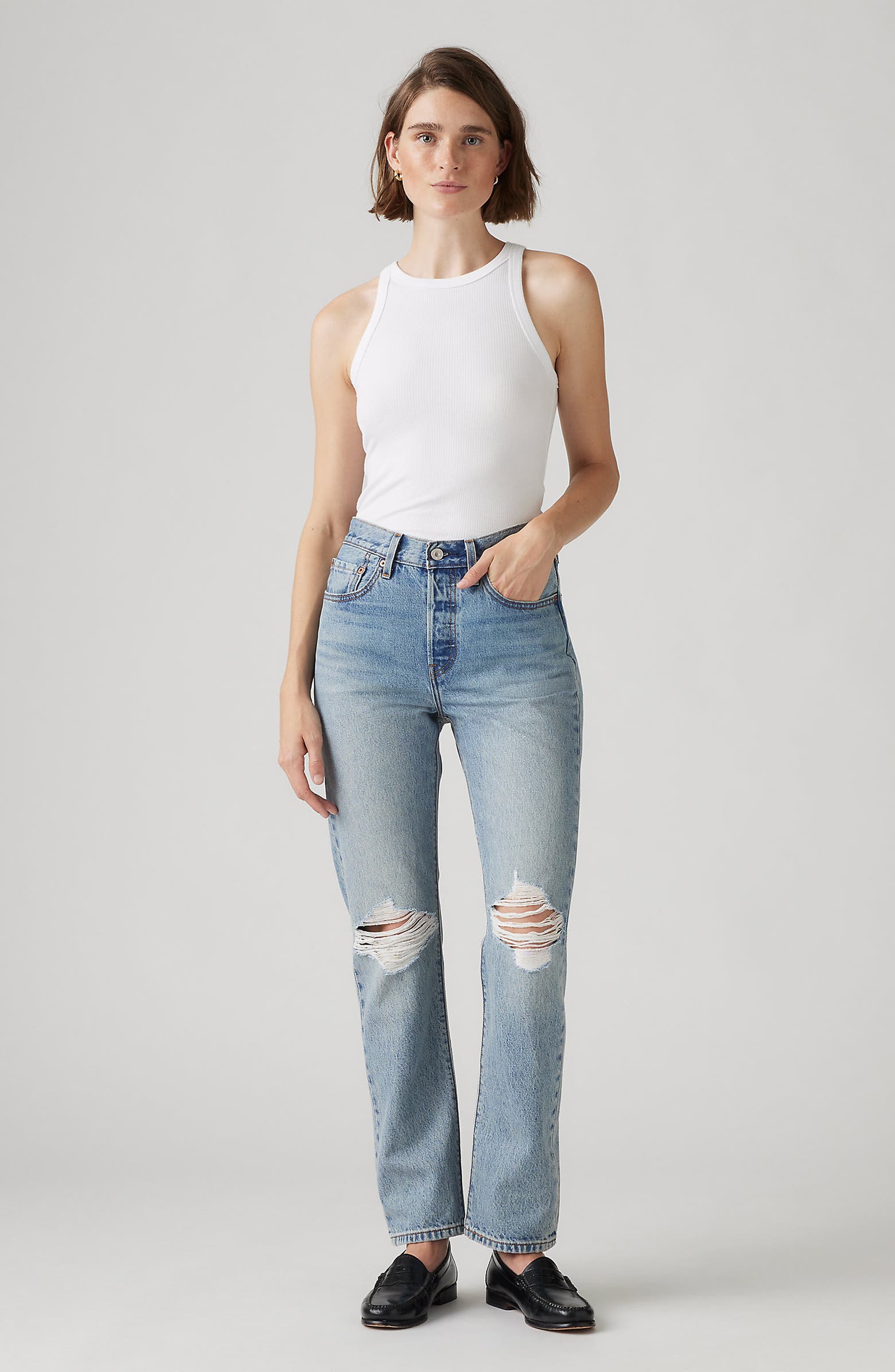 Levi's 501® Ripped High Waist Straight Leg Jeans | Nordstromrack