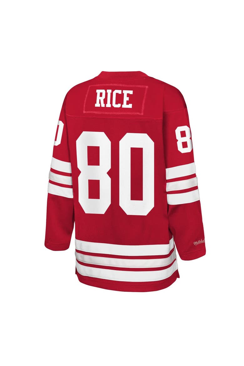 Youth Mitchell & Ness Jerry Rice Scarlet San Francisco 49ers Hockey Fashion Jersey, Alternate, color, Scarlet