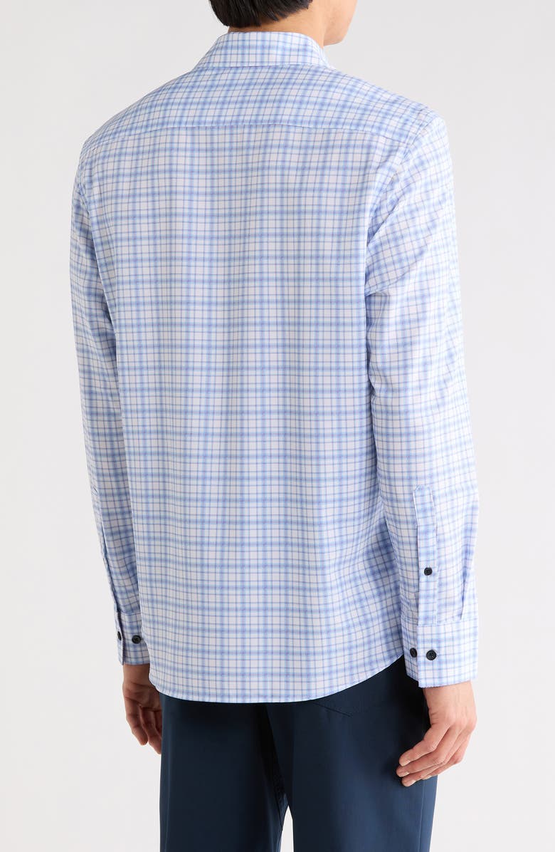 CONSTRUCT Plaid Stretch Button-Up Shirt, Alternate, color, Navy/ Purple