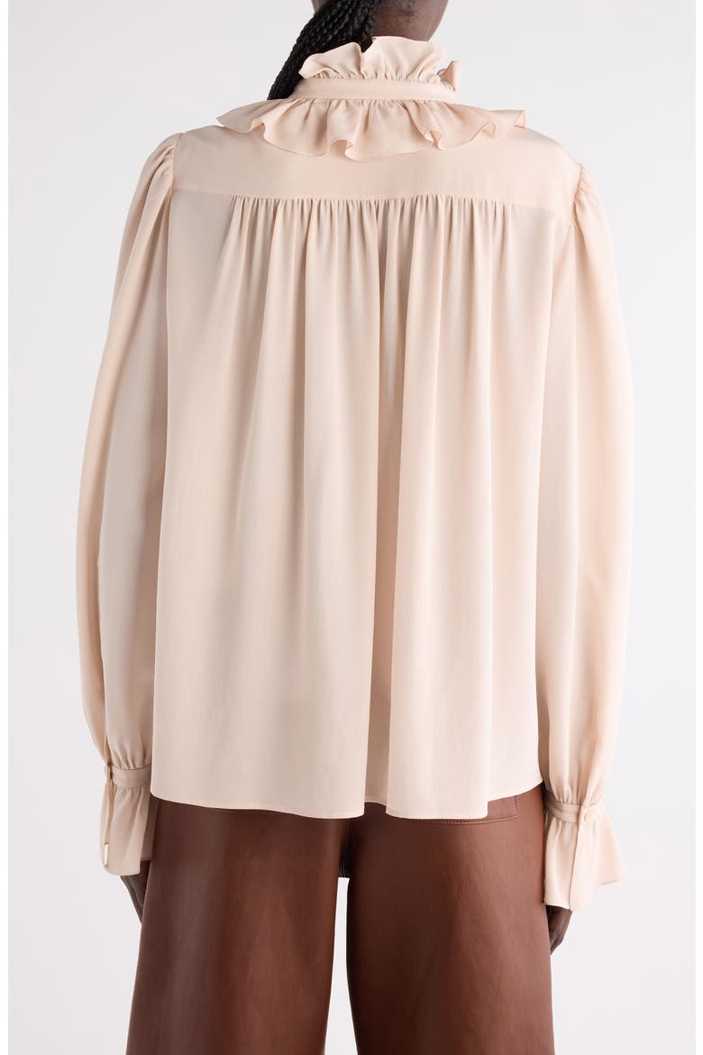 Ruffled Silk Crepe de Chine Shirt, Alternate, color, DELICATE PINK