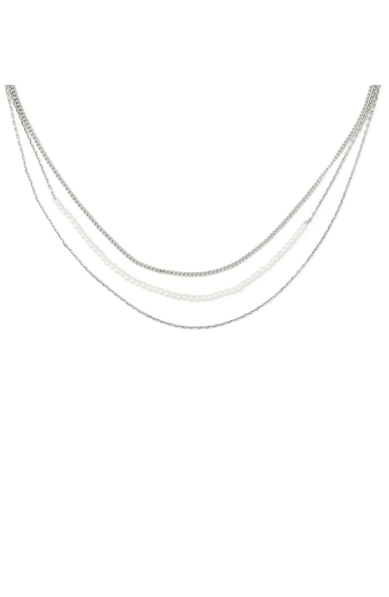 AllSaints Layered Faux Pearl & Mixed Link Necklace, Alternate, color,