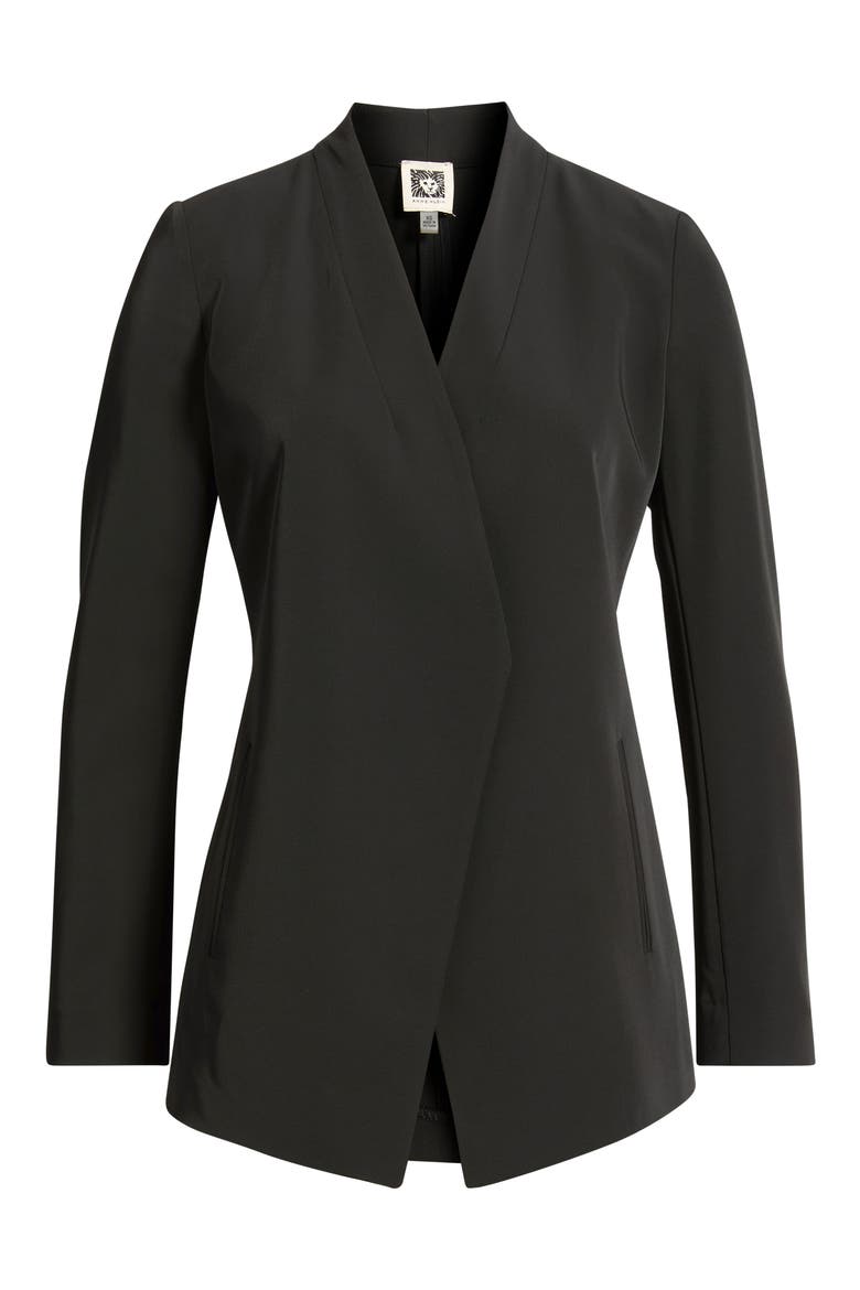Traveler's Open Front Stretch Gabardine Jacket, Alternate, color, ANNE BLACK
