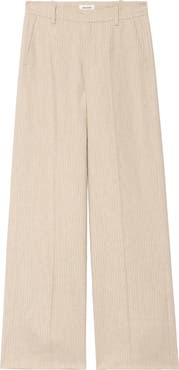 Zadig & Voltaire Pinstripe Linen Blend Wide Leg Pants