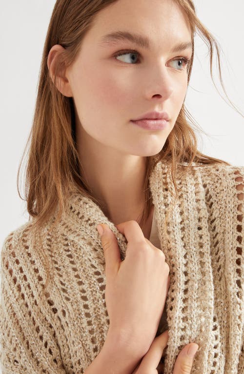 Brunello Cucinelli Linen And Silk Blend Cardigan In Buff