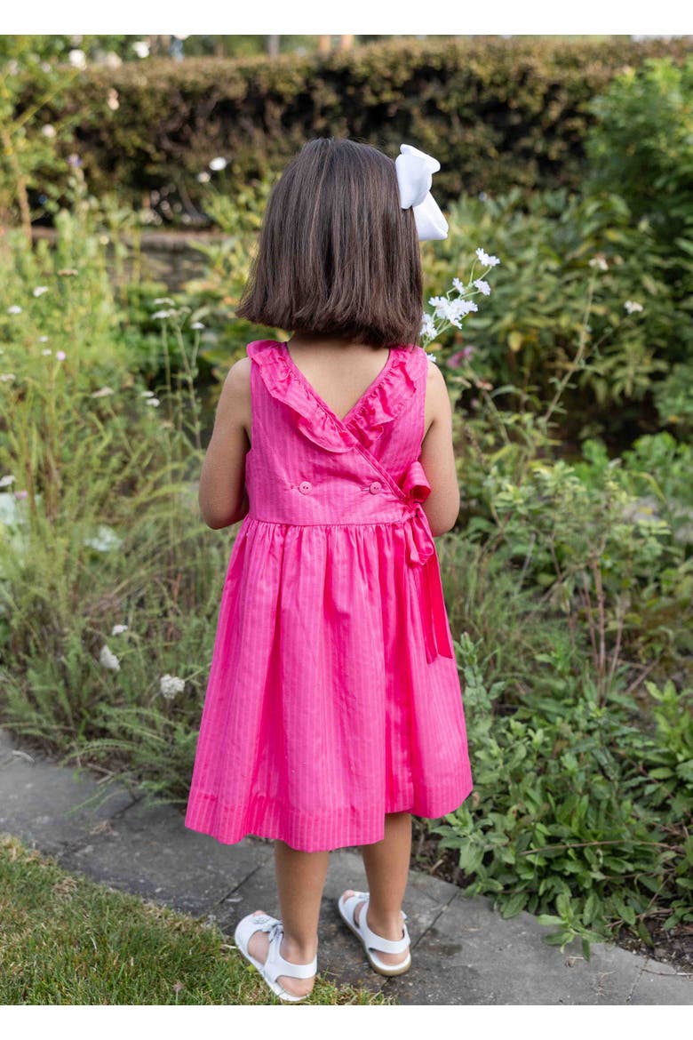 Shimmer Stripe Lawn Dress With Flowers, Alternate, color, Fuchsia