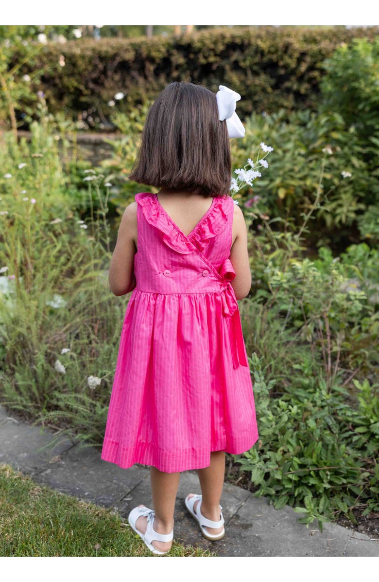 Florence Eiseman Shimmer Stripe Lawn Dress With Flowers, Alternate, color, Fuchsia