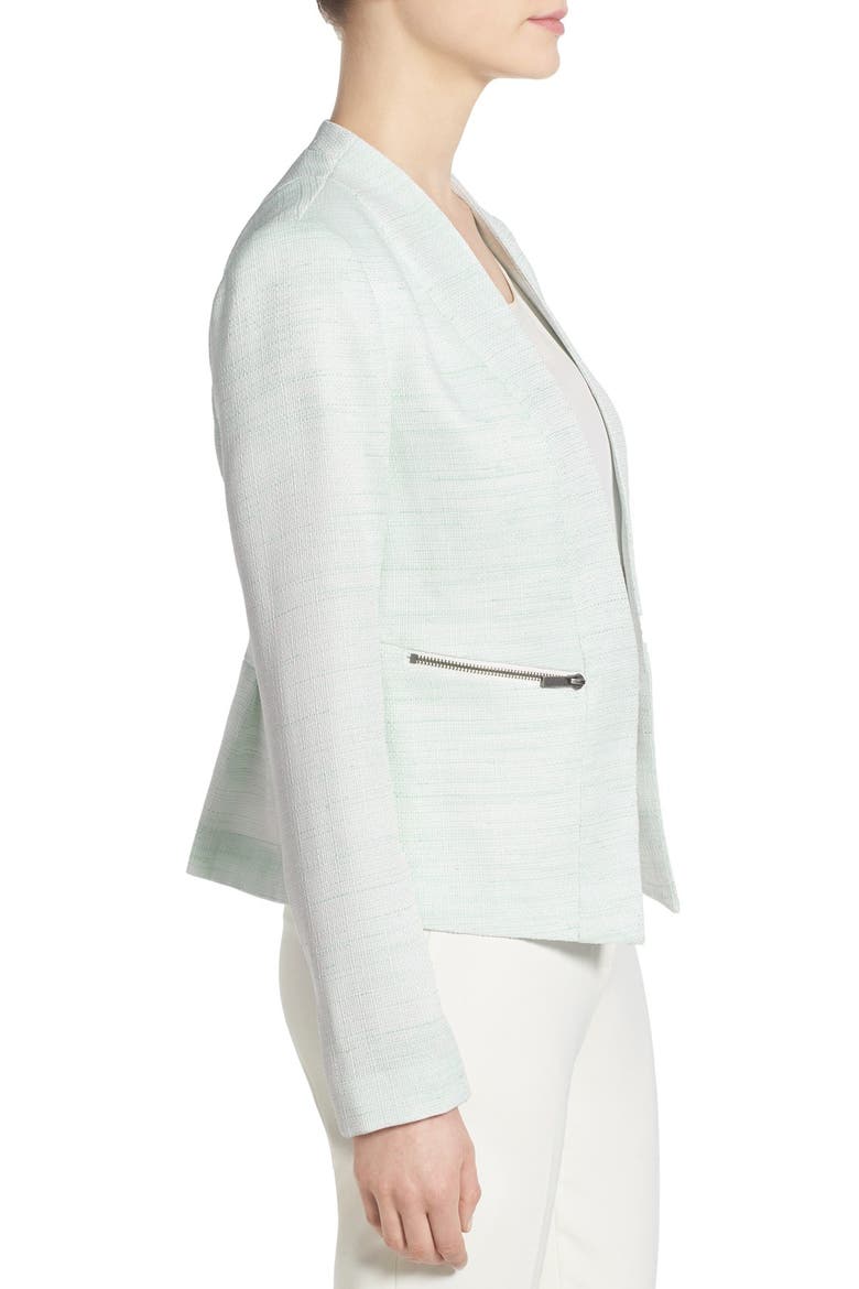 Zip Pocket Open Jacket, Alternate, color, BLUE- WHITE TWEED