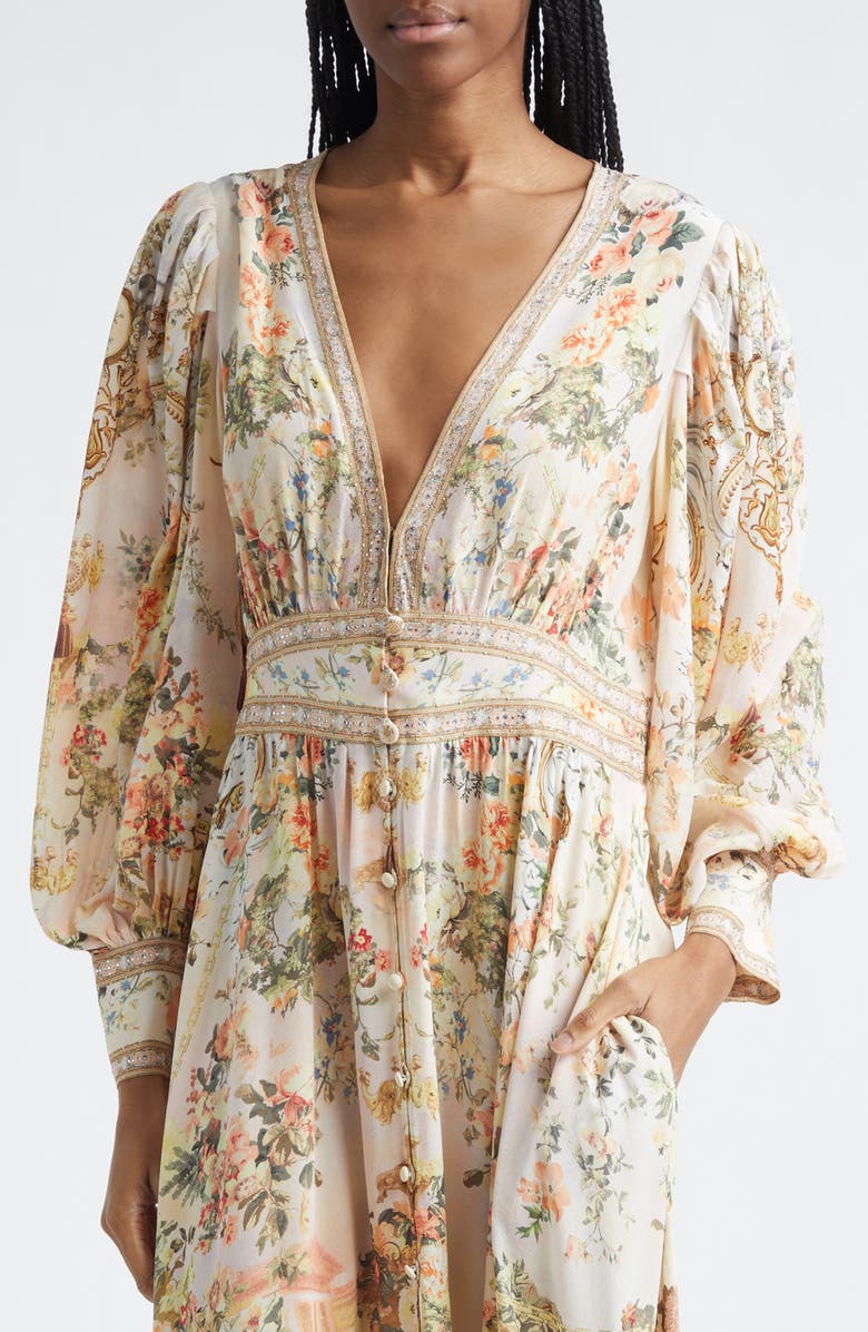 Camilla Twilight in Istanbul Long Sleeve Silk Maxi Dress, Alternate, color, Twilight In Istanbul