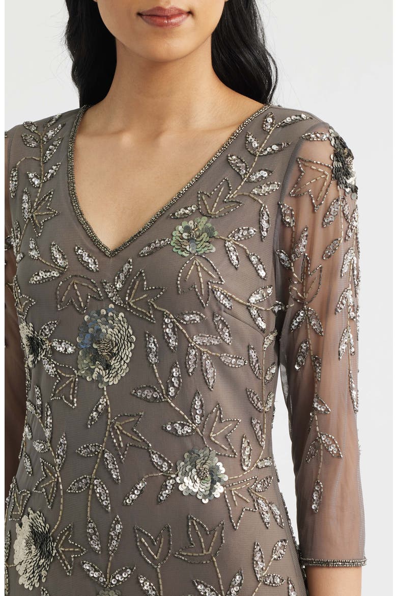 Sequin & Bead Gown, Alternate, color, MOCHA