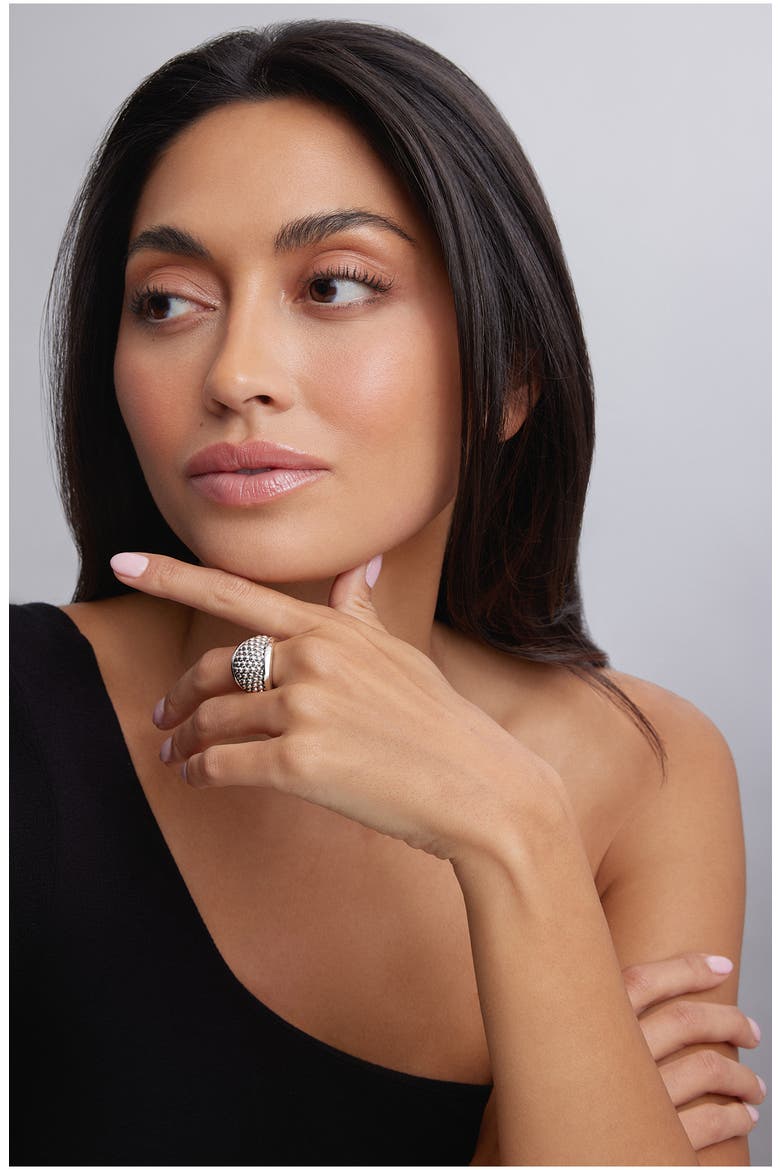 Signature Caviar Beaded Ring, Alternate, color, SILVER