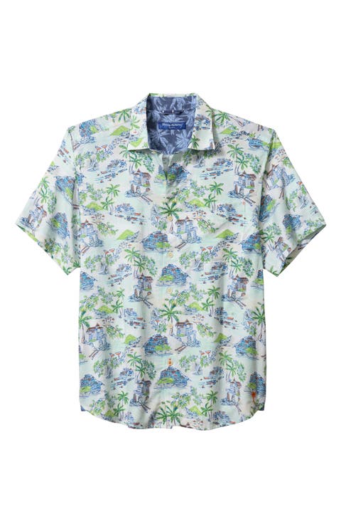 Tortola Paradise Isle Short Sleeve Lyocell & Cotton Button-Up Shirt