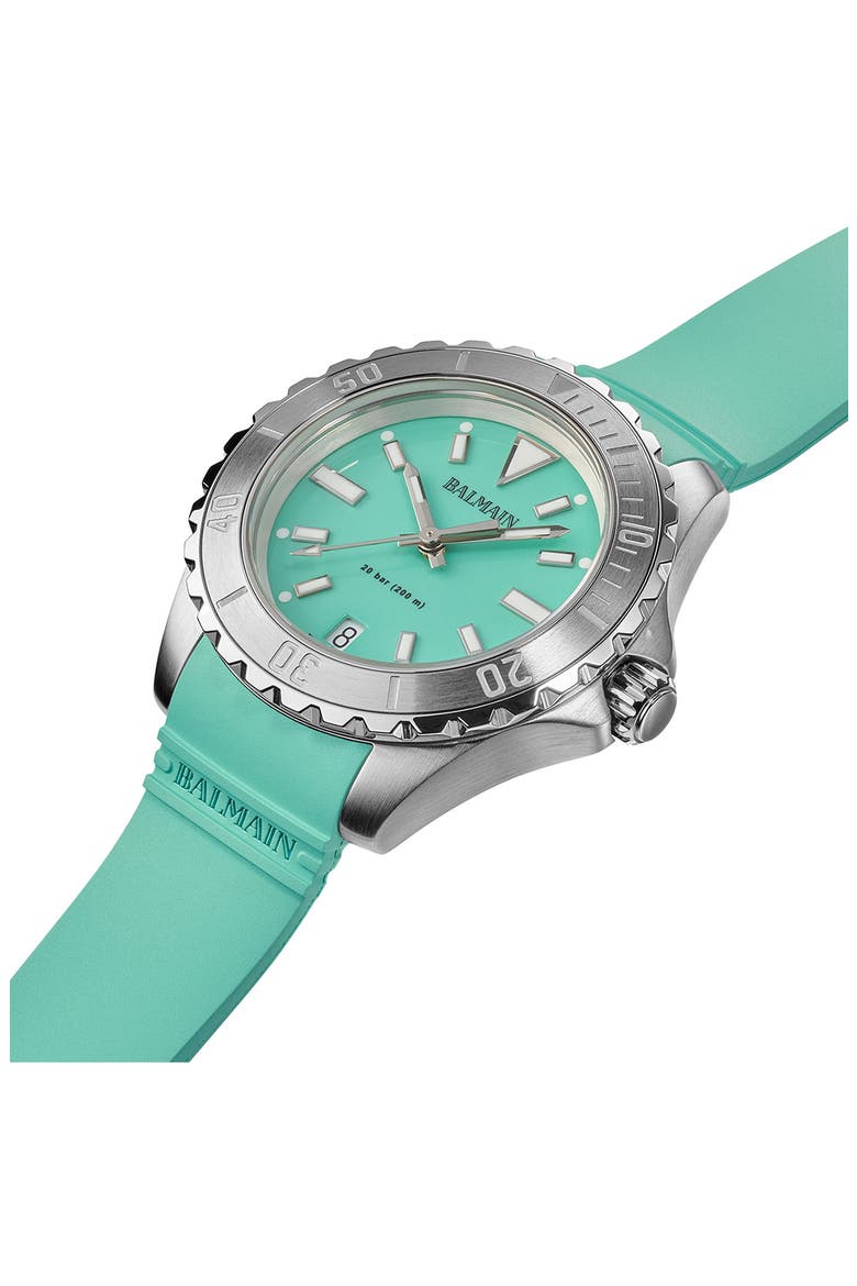 Ophrys Rubber Strap Watch, 34.5mm, Alternate, color, STAINLESS STEEL