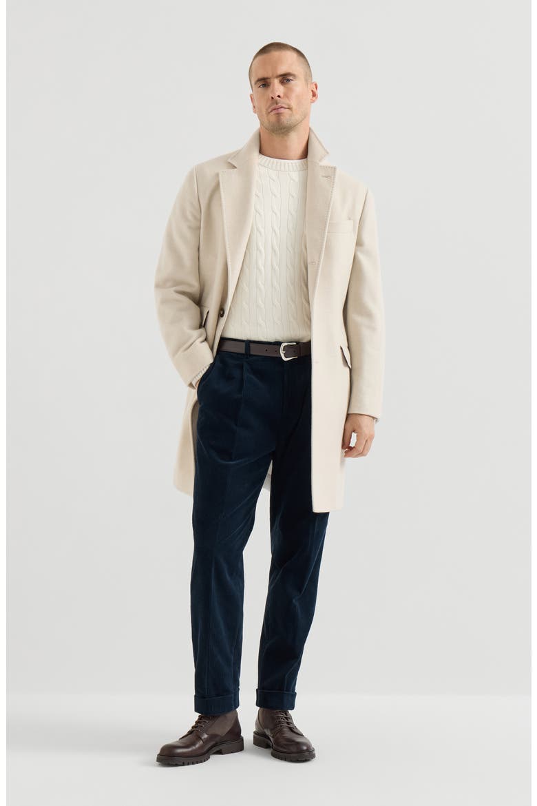 Garment-dyed trousers in cotton corduroy with pleat, Alternate, color, Navy Blue