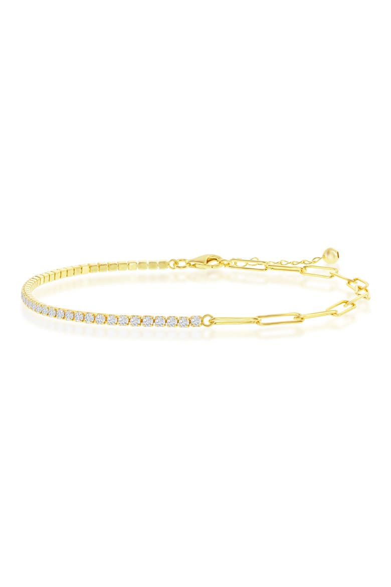 Paperclip Link & CZ Tennis Anklet, Main, color, GOLD