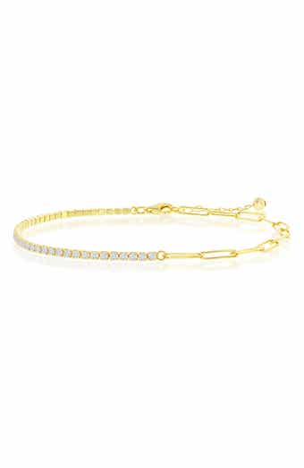 Paperclip Link & CZ Tennis Anklet