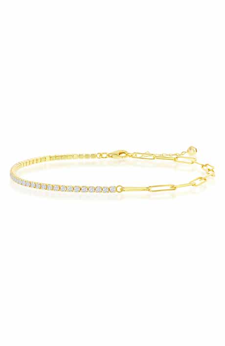 SIMONA Paperclip Link & CZ Tennis Anklet