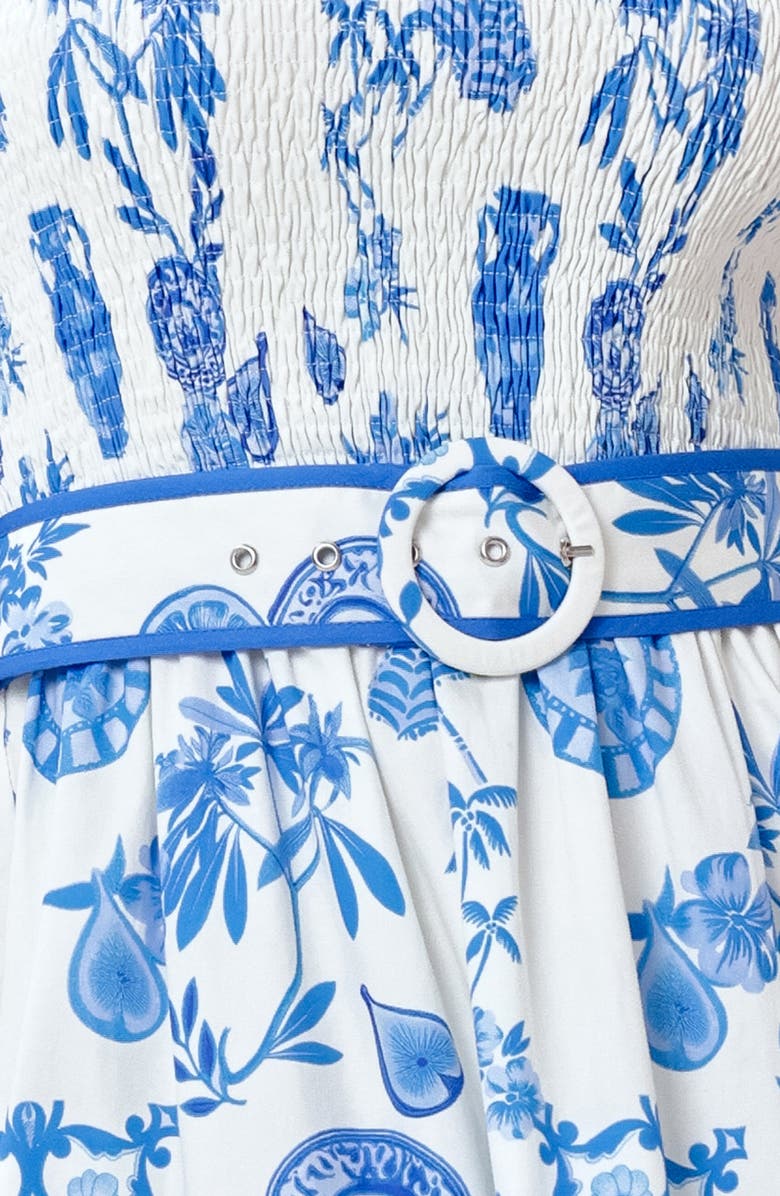 FLYING TOMATO Mixed Print Tiered Cotton Maxi Dress, Alternate, color, Ivory Blue