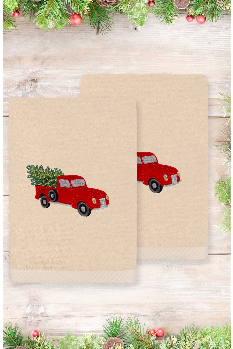 2-Piece Red TruckTurkish Cotton Hand Towel Set, Alternate, color, SAND