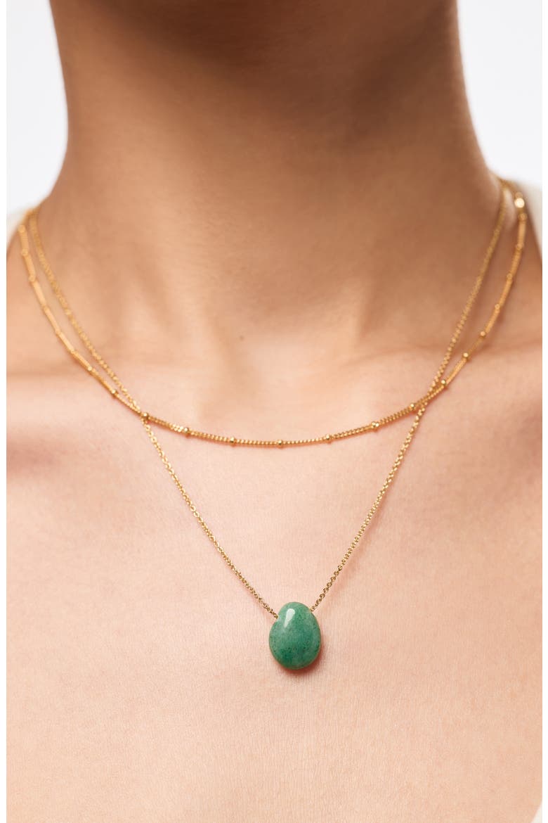 Pebble Mini Pendant Necklace, Alternate, color, GOLD / GREEN