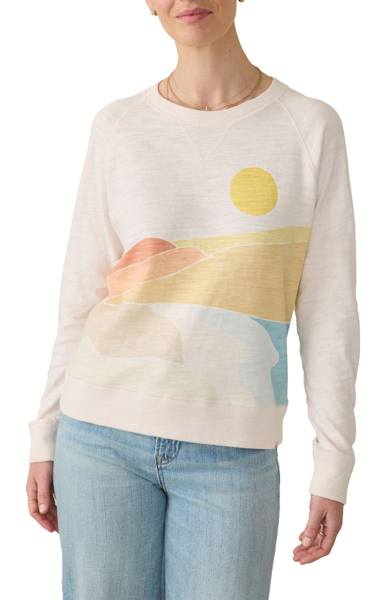 Faherty Print Slub Organic Cotton Sweatshirt, Main, color, 