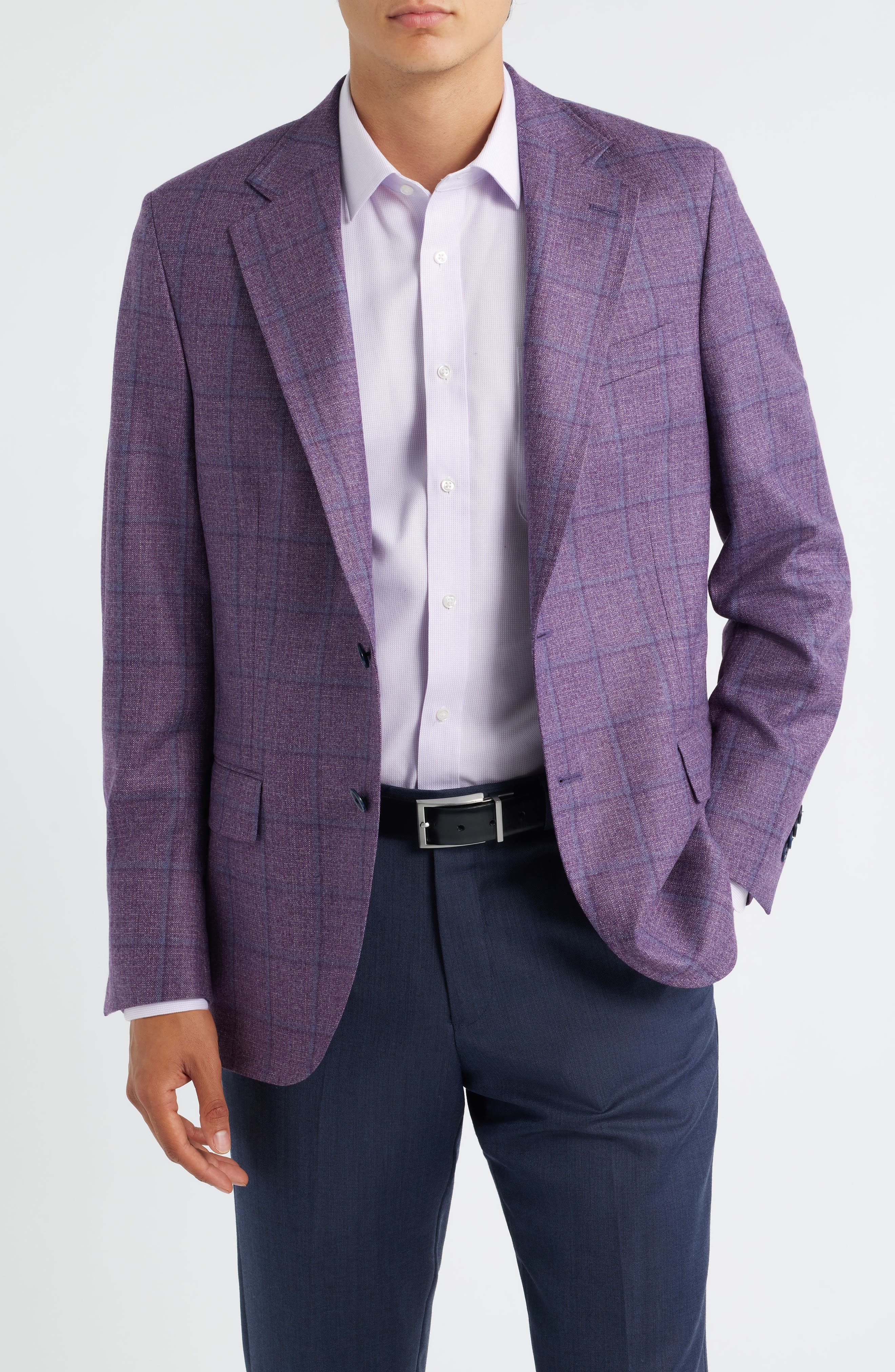 Peter Millar Hyperlight Soft Purple Shadow Check Wool Sport Coat