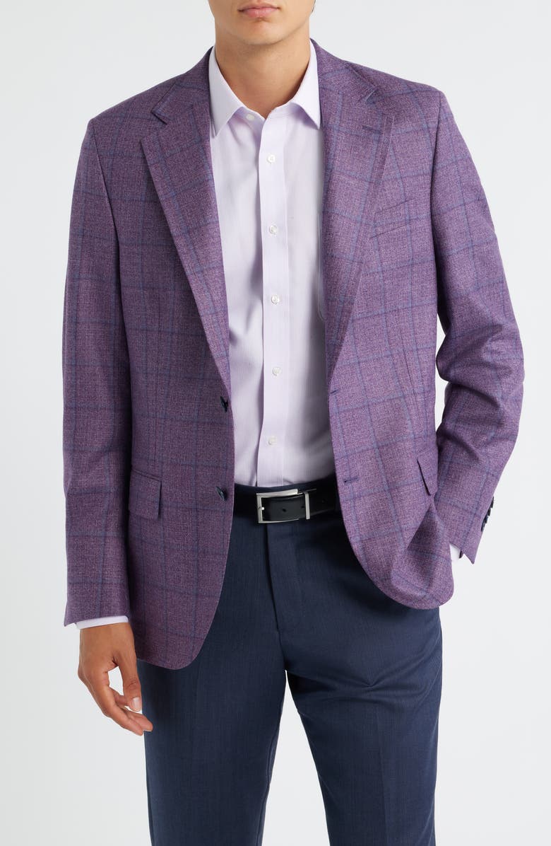 Peter Millar Hyperlight Soft Purple Shadow Check Wool Sport Coat, Main, color, Purple
