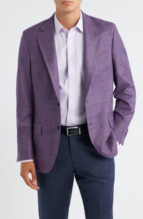 Hyperlight Soft Purple Shadow Check Wool Sport Coat (Regular & Big)