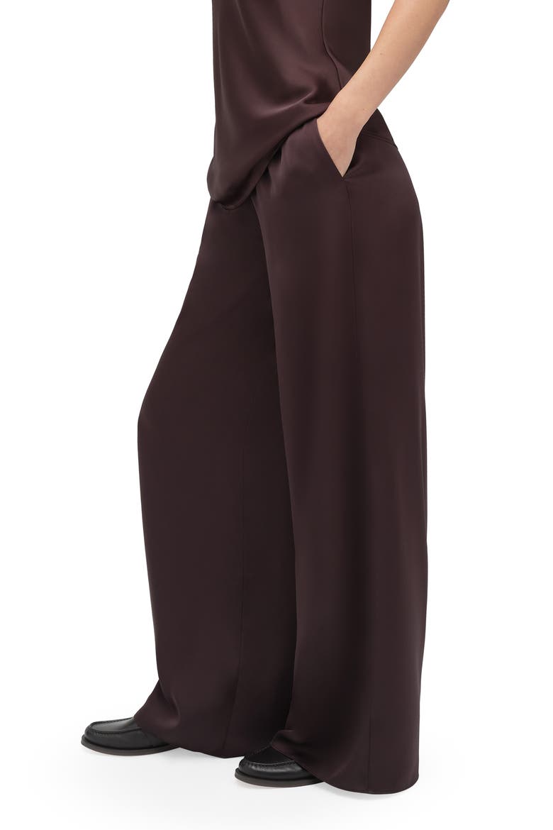 The Effortless Satin Wide Leg Pants, Alternate, color, ESPRESSO