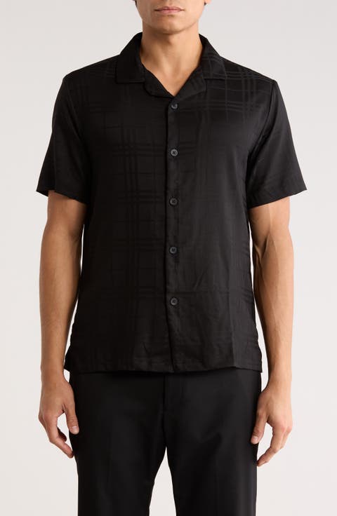 Plaid Jacquard Camp Shirt