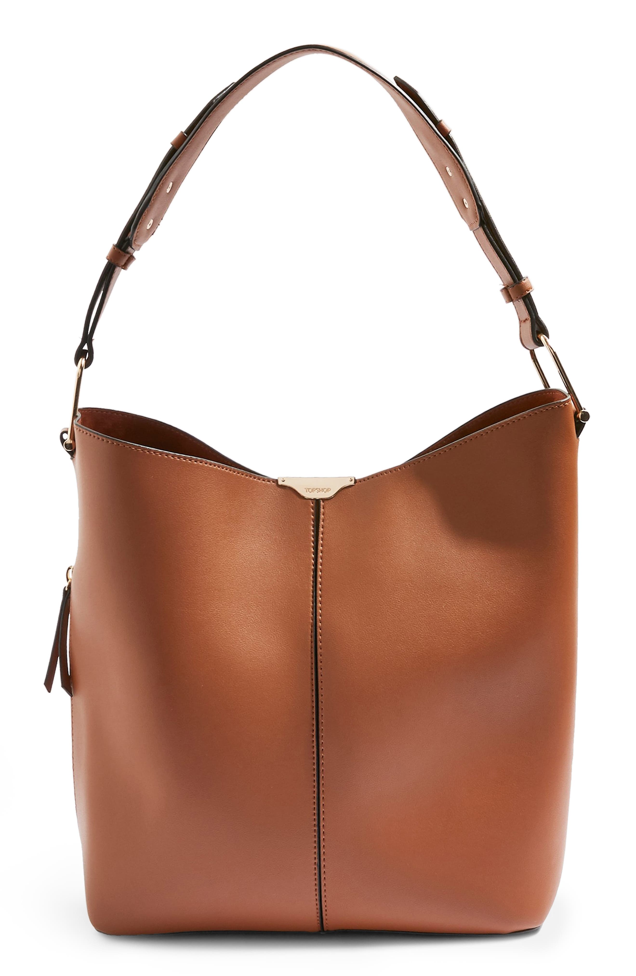Topshop Hettie Faux Leather Hobo Bag, Main, color, 